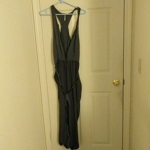 Free People Blue Belted Pant Romper